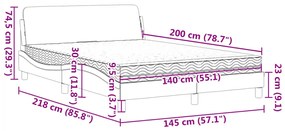 Cama com colchão 140x200 cm couro artificial castanho