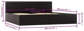 Cama hidráulica c/ arrumação 180x200cm couro artificial preto