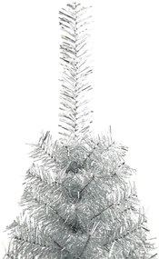 Meia árvore de Natal artificial com suporte 240 cm PET prateado
