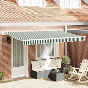 vidaXL Toldo Retrátil Verde, Branco 400 x 200 cm Poliéster, Alumínio