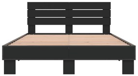Estrutura de cama 140x200 cm derivados de madeira/metal preto