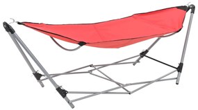 44364 vidaXL Rede com suporte dobrável vermelho