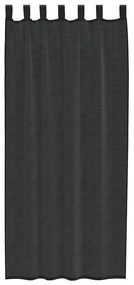 Cortinas de voile com aba 2 pcs preto