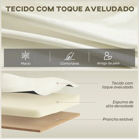 Sofá de 3 Lugares de 181 cm Estofado em Veludo com Almofadas Espessas Pernas de Metal Branco Creme