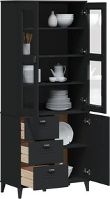vidaXL Armário alto VIKEN 80x40x190 cm madeira de pinho maciça preto