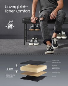 Banco para sapatos da coleção EKHO com costuras 30 x 100 x 50 cm Preto