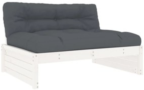 6pcs conjunto lounge jardim c/ almofadões madeira maciça branco
