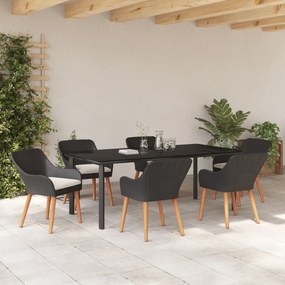 Conjunto de Jantar de 7 Peças Preto em Polyrattan
