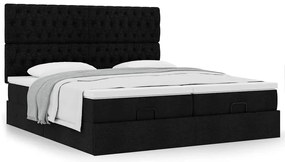 63 / 5,000vidaXL Estrutura de cama otomana com colchões tecido preto