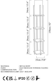 Candeeiro de Pé 7112 – Preto – 25 x 25 x 130 cm