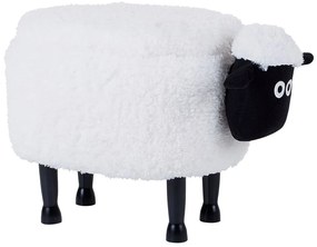 Tamborete em tecido branco com arrumação SHEEP Beliani