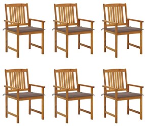 vidaXL Cadeiras de jardim com almofadões 6 pcs acácia maciça