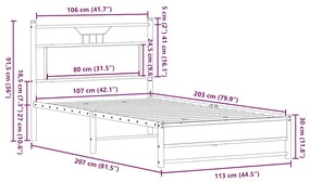 Estrutura de cama sem colchão 107x203 cm carvalho sonoma