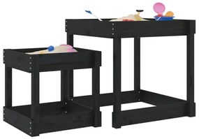 vidaXL Mesas de areia 2 pcs madeira de pinho maciça preto