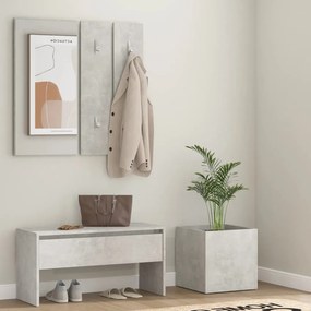 3082057 vidaXL Conj. móveis de corredor derivados de madeira cinzento cimento