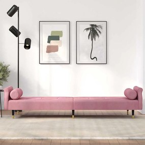 Sofá-cama com almofadões veludo rosa