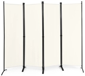 Biombo Divisória de 4 painéis de tecido dobrável Divisória de parede de fibra portátil Tela de privacidade de 220 x 51 x 173 cm Branco