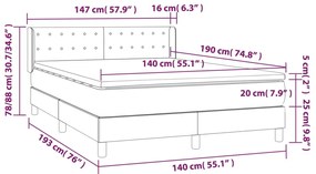 Cama com molas/colchão 140x190 cm couro artificial branco