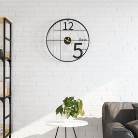 vidaXL Relógio de parede Ø50 cm ferro preto
