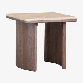 Mesa Lateral Casilda Em Madeira De Travertino E Acácia Travertine & 40 X 40 X 40 Cm - Sklum