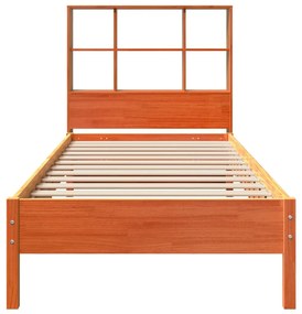 Cama com estante sem colchão 75x190cm pinho maciço castanho-mel