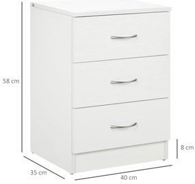 Mesa de Cabeceira Moderna Mesa de Cabeceira com 3 Gavetas e Puxadores
