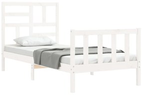 Estrutura de cama com cabeceira 100x200cm madeira maciça branco