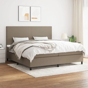 vidaXL Cama com molas/colchão 200x200 cm tecido castanho-acinzentado