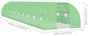 Estufa 45 m² 15x3x2 m