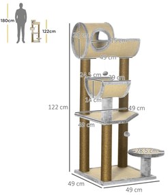 PawHut Árvore Arranhador para Gatos de 122cm Torre de Arranhar para Ga