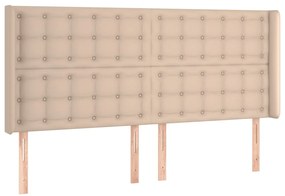 Cabeceira cama c/ LED couro artif. 203x16x118/128 cm cappuccino
