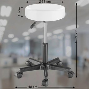 Toucador de maquilhagem Jocelyn 140x90x40cm, com iluminação LED e banco com rodas branco