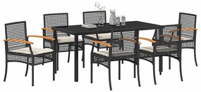 Conjunto de Jantar de Jardim da com 7 Peças e Almofadas em Rattan Sint