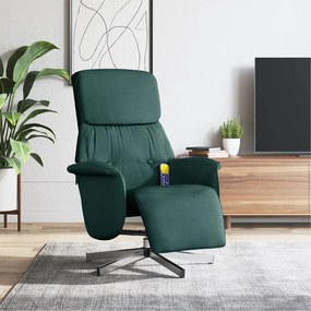 356673 vidaXL Cadeira massagens reclinável c/ apoio pés tecido verde-escuro