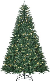 HOMCOM Árvore de Natal Artificial 210 cm com 700 LED Branco Quente, 2154 Pontas e Base Metálica Dobrável - Verde | Aosom Portugal