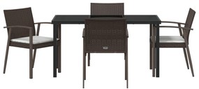 Conjunto de Jantar de Jardim em 5 Peças com Almofadas em Rattan Sintét