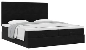 Estrutura de cama otomana com colchões 160x200 cm veludo preto