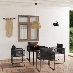 5 pcs Conjunto de jantar para jardim preto
