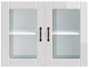 Armário parede de cozinha porta vidro Lucca branco brilhante