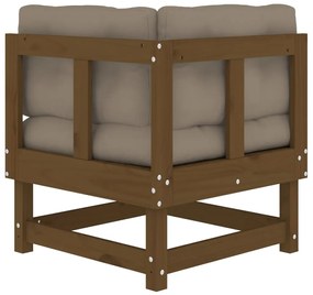 Sofás de canto com almofadões 2 pcs pinho maciço castanho-mel
