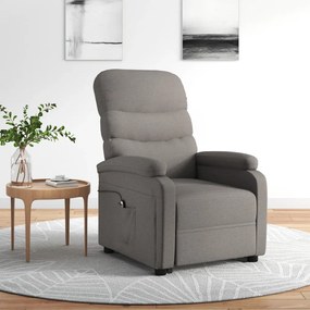 vidaXL Poltrona elevatória tecido cinzento-acastanhado