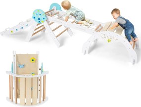 Conjunto Triângulo dobráveis para escalada Bebés 8 em 1 Montessori de escalada em madeira com tema de astronauta Branco