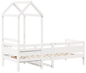 Sofá-cama com telhado 80x200 cm madeira de pinho maciça branco