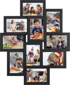 Colagem de molduras para 10 fotografias, preta