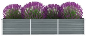 Canteiro elevado de jardim aço galvanizado 240x80x45cm cinzento