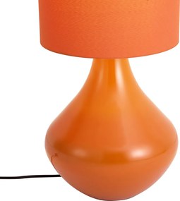 Candeeiro de Pé Retro Laranja com Abajur de Tecido - Mina