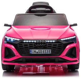 Carro elétrico para crianças Audi S Q8, 12V pneus de borracha EVA, banco em pele artificial Rosa