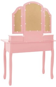Conjunto toucador c/ banco 100x40x146cm madeira paulownia rosa