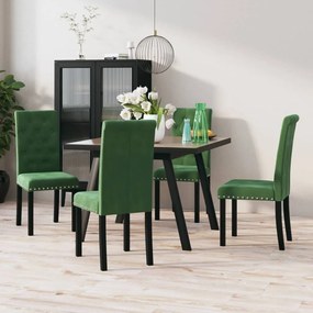 vidaXL Cadeiras de jantar 4 pcs veludo verde-escuro