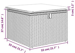 2 pcs conjunto sofás jardim almofadões vime PE/acácia cinzento